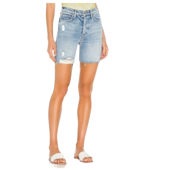 GRLFRND Riley Deja Vu High Rise 90's Loose Bermuda Denim Shorts Size 27 - Picture 1 of 11